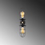 Opviq Mahoni - 13207 Lámpara de pared industrial negro y dorado